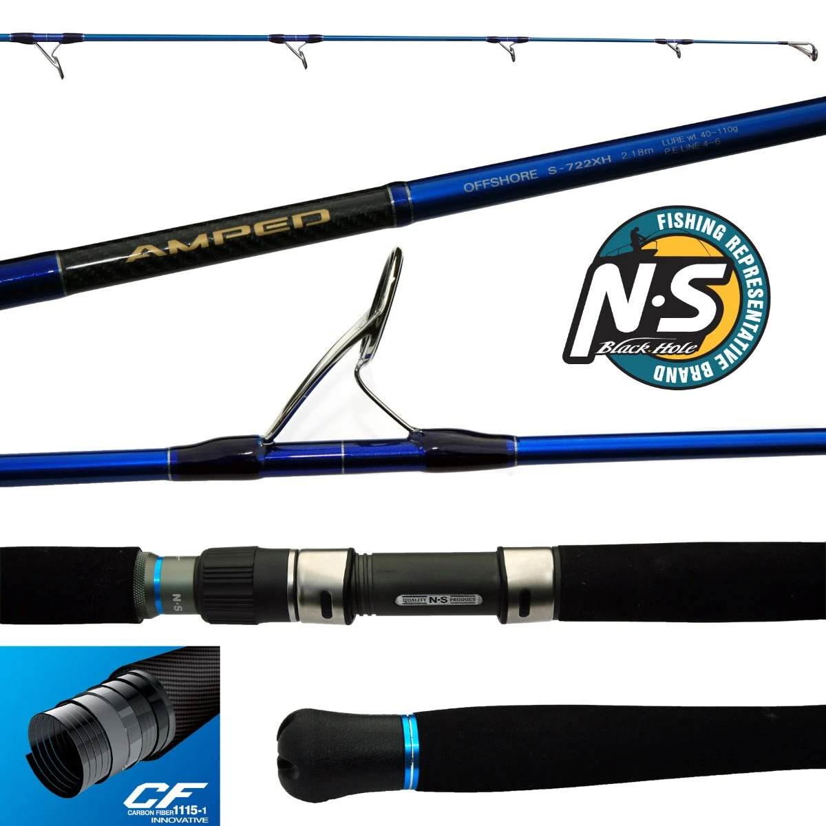 NS Black Hole AMPED Offshore Spin Rod - S-902H 1 NS Black Hole AMPED Offshore Spin Rod - S-902H